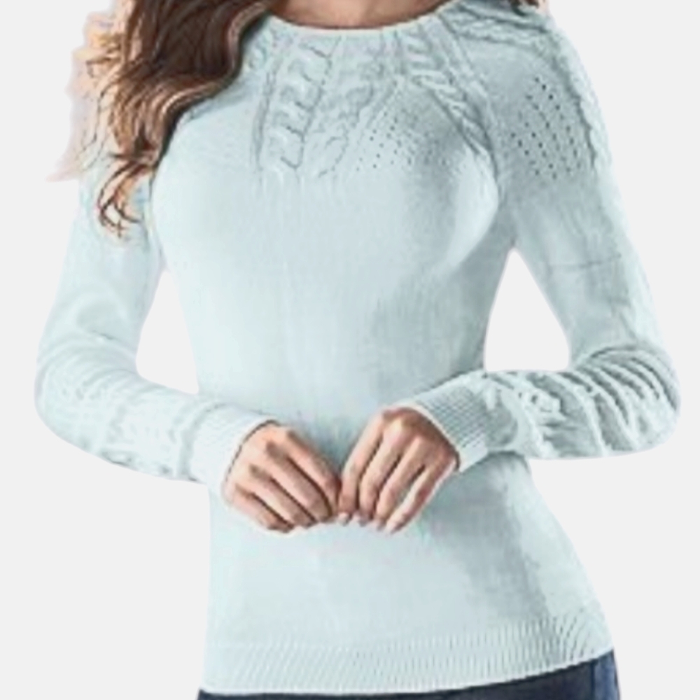 VENUS Light Blue Cable Knit Scoop Neck Sweater